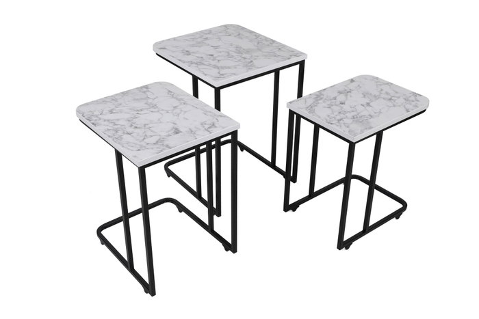 Hanah Home Ce Metal Zigon - 9404 Juego de Mesas Nido (3 Piezas) Blanco y Negro Hanah Home Ce Metal Zigon - 9404 Juego de Mesas Nido (3 Piezas) Blanco y Negro